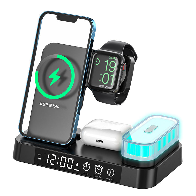 4 In 1 Wireless Charger Station With Alarm Clock Display