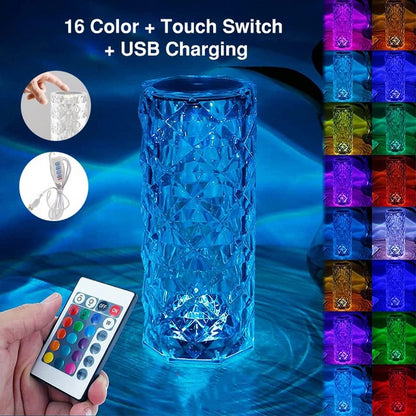LED Crystal Lamp Rose Light Touch Table Lamps