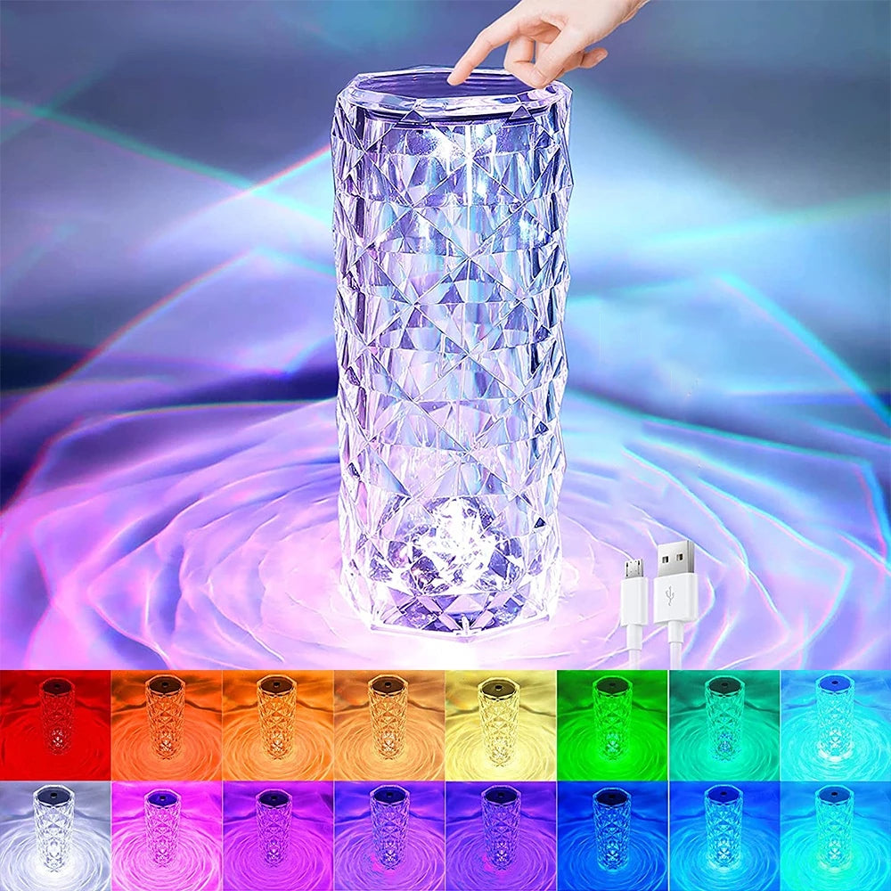 LED Crystal Lamp Rose Light Touch Table Lamps